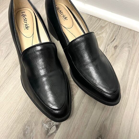 LifeStride Heels Women’s 9.5 Devyn Black Loafer Block - Picture 2 of 9